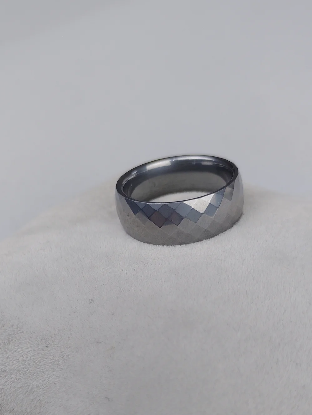 Faceted Tungsten Carbide Ring - Gunmetal Silver